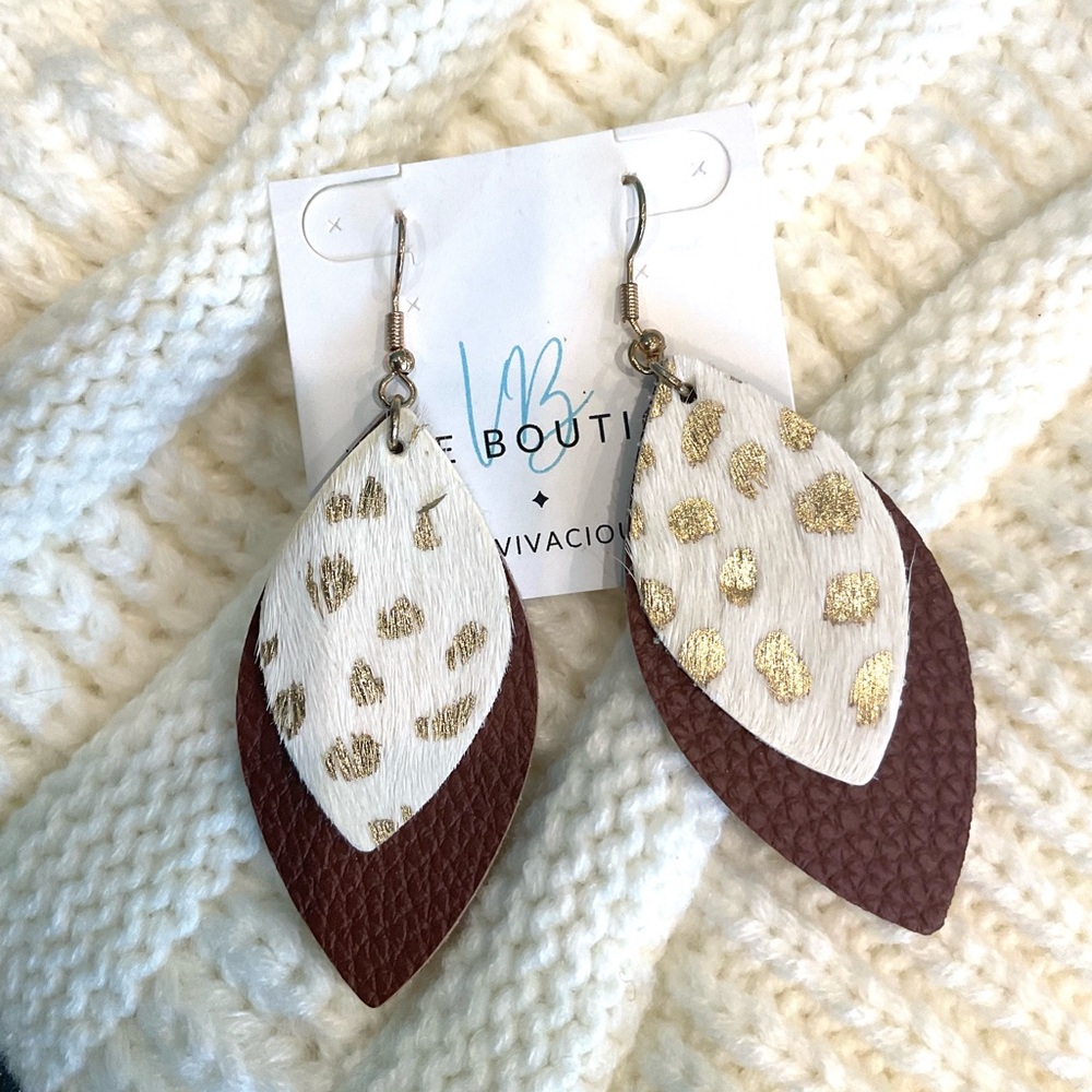 Leopard Print Light Leather Earrings